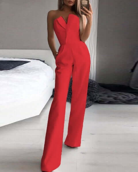 Women's Sleeveless Flowy Jumpsuit with Side Pockets - Luxivelle