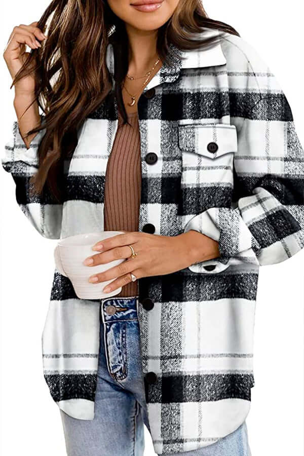 Relaxed Fit Plaid Shirt for Women