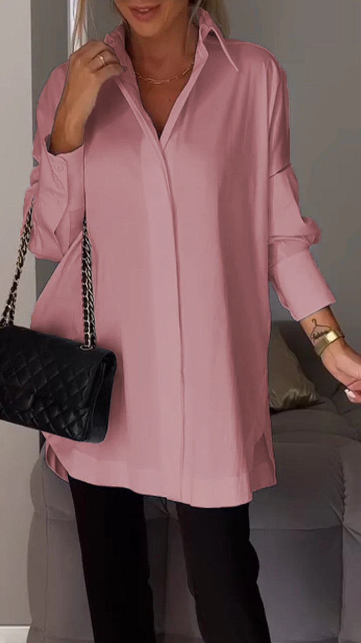 Ladies Relaxed Fit Casual Button Shirt - Luxivelle