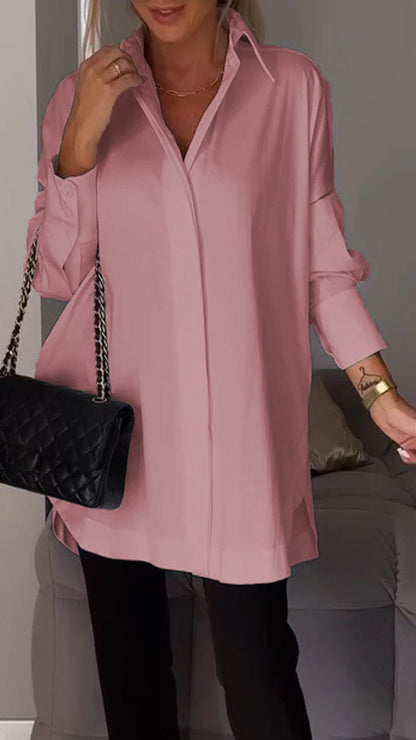 Ladies Relaxed Fit Casual Button Shirt - Luxivelle