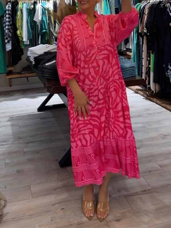 Casual V-neck Floral Maxi Dress for Women