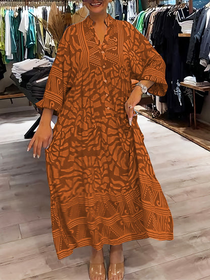 Casual V-neck Floral Maxi Dress for Women