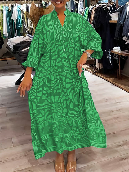 Casual V-neck Floral Maxi Dress for Women