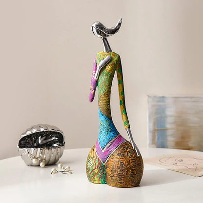 Colourful Female Figurine Resin Art Sculpture for Home