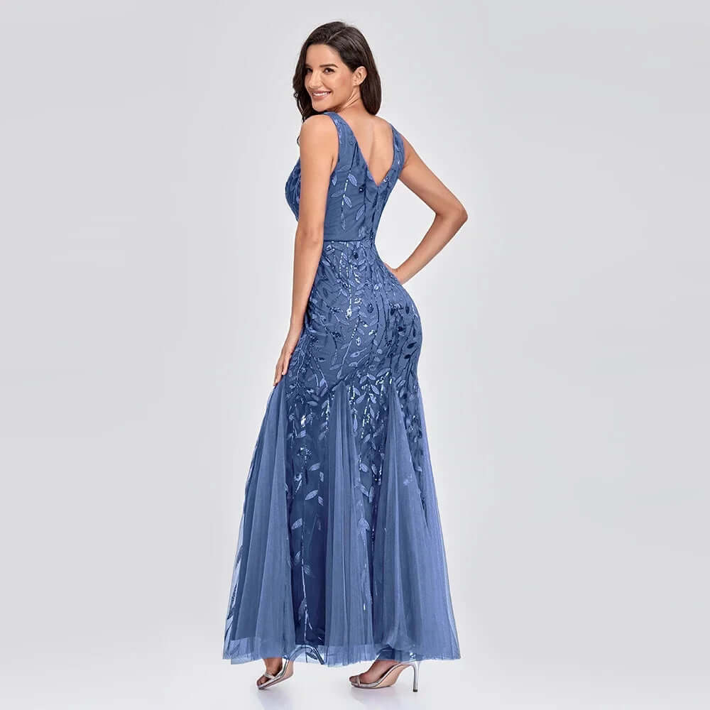 Glittering Beaded Strapless Formal Floor Length Dress