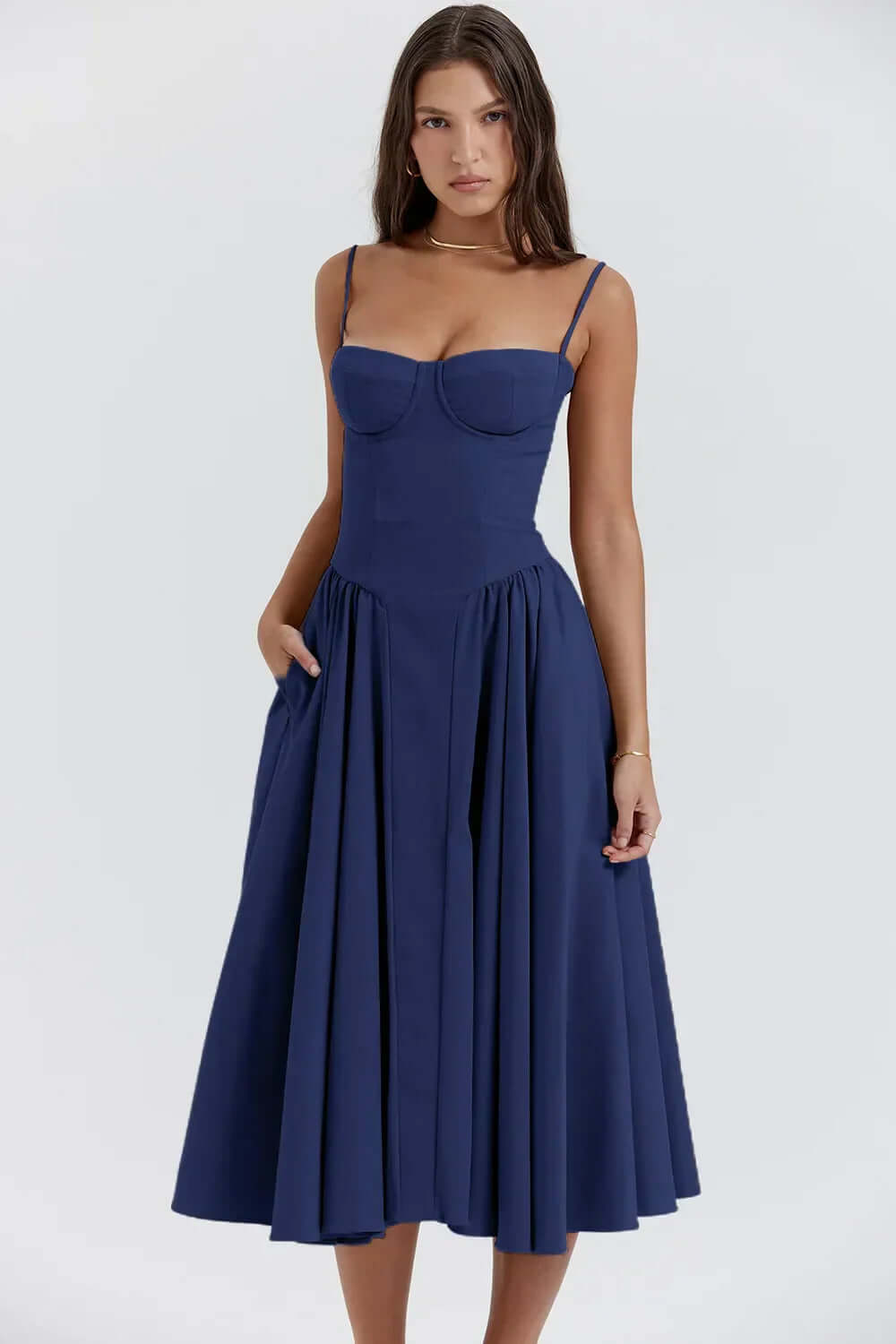 Feminine Strapless Bodycon Mid Length Dress