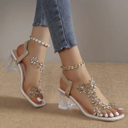 Women's Glamorous Gemstone High Heel Sandals - Luxivelle