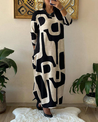 Fashionable Floral Long Sleeve Women's Dress