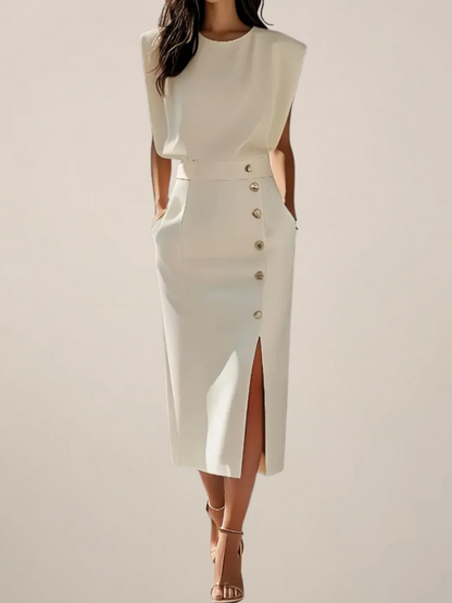 Elegant Knee Length Side Slit Dress - Luxivelle