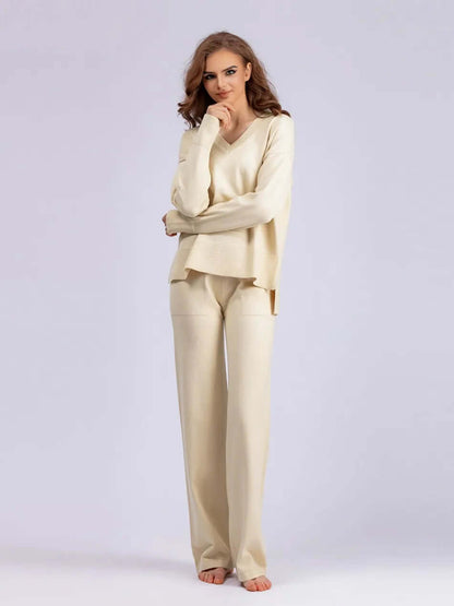 Ladies' Crew Neck Jumper and Loose Fit Pants Set