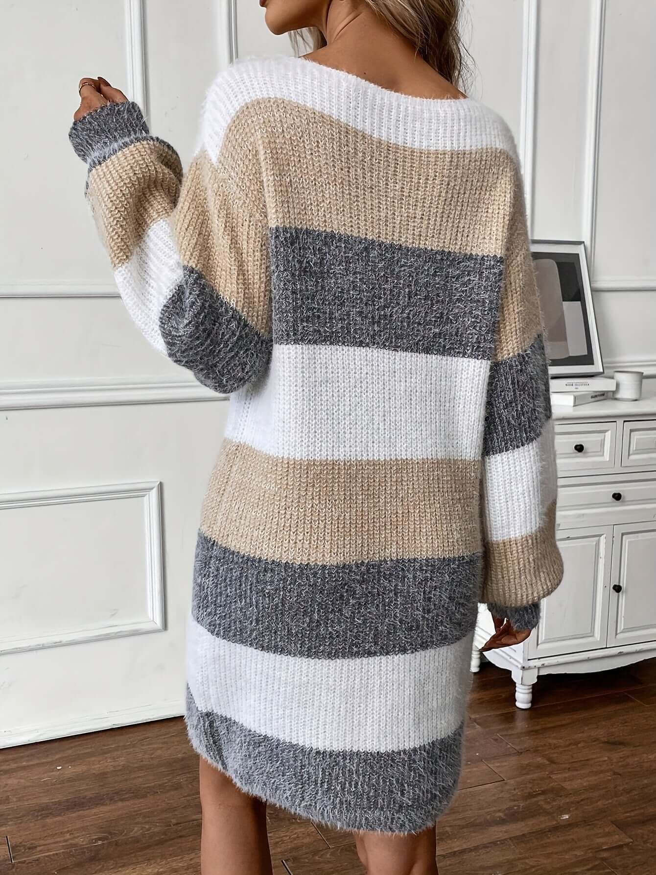 Ladies' Colorful Cable Knit Sweater Dress