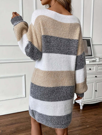 Ladies' Colorful Cable Knit Sweater Dress