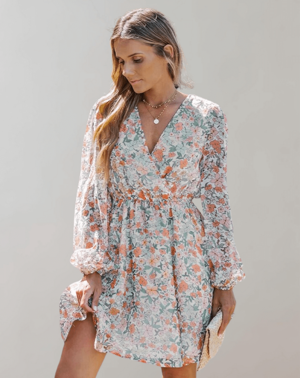 Ladies' Pretty Flower Neckline Summer Dress - Luxivelle