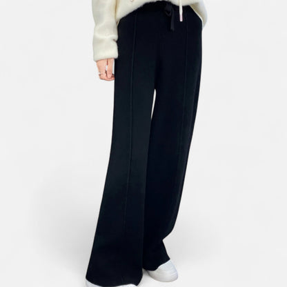 Comfortable Wool Flared Leg Knit Pants