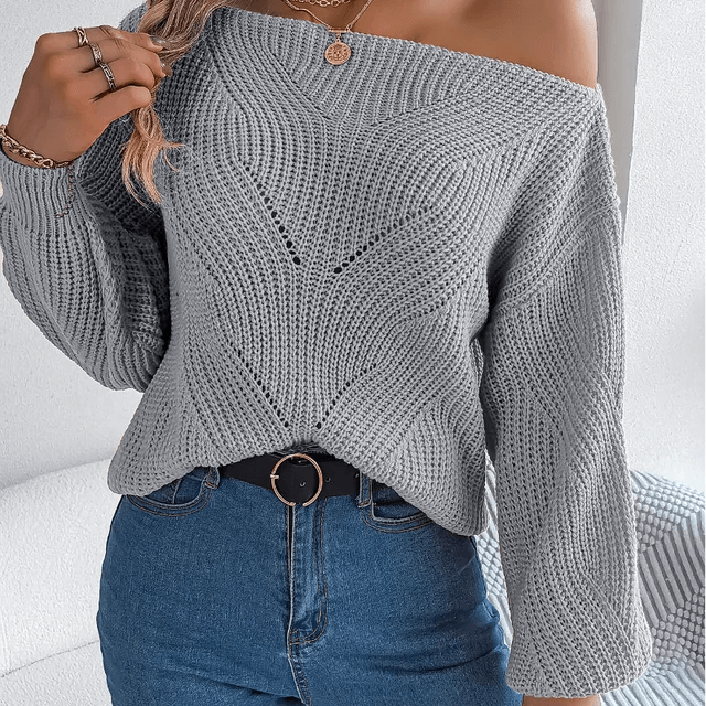 Feminine Cold Shoulder Knit Jumper