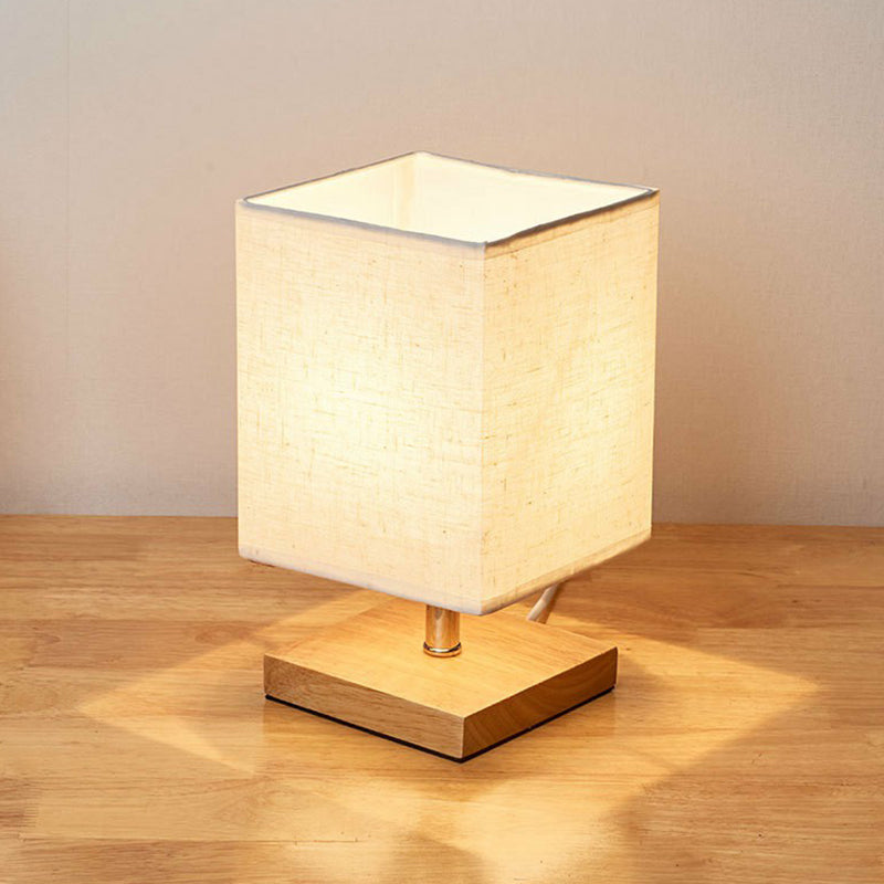 Simple Wooden Desk Lamp with Linen Shade - Luxivelle