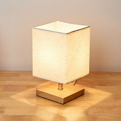 Simple Wooden Desk Lamp with Linen Shade - Luxivelle