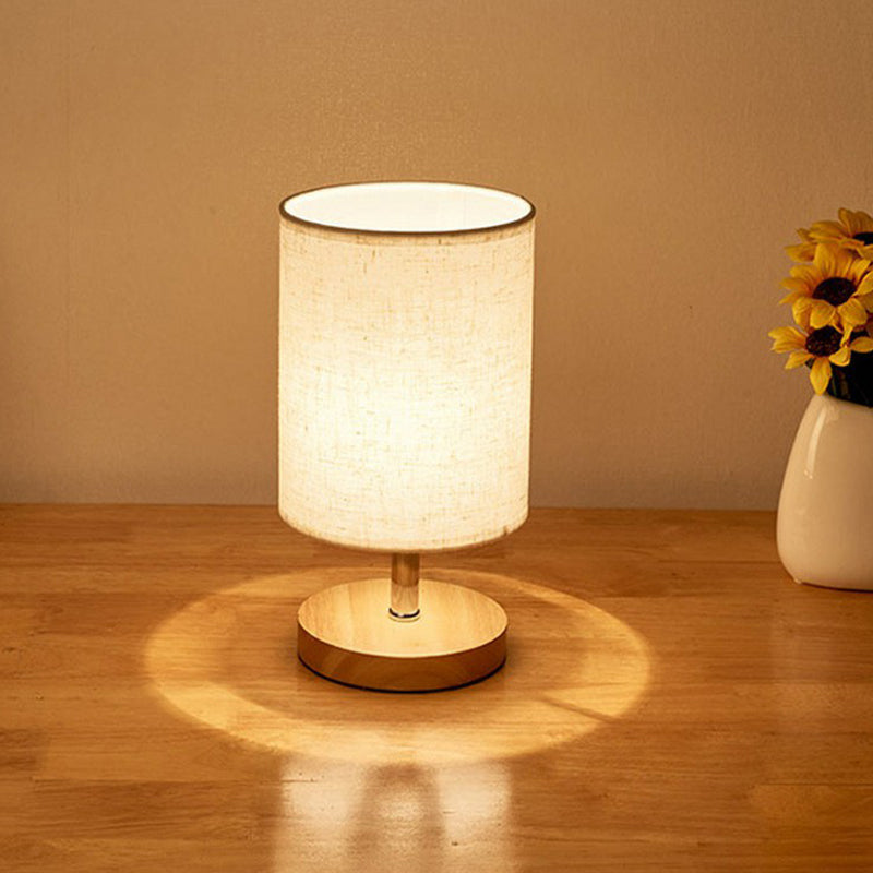 Simple Wooden Desk Lamp with Linen Shade