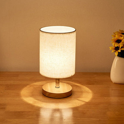 Simple Wooden Desk Lamp with Linen Shade