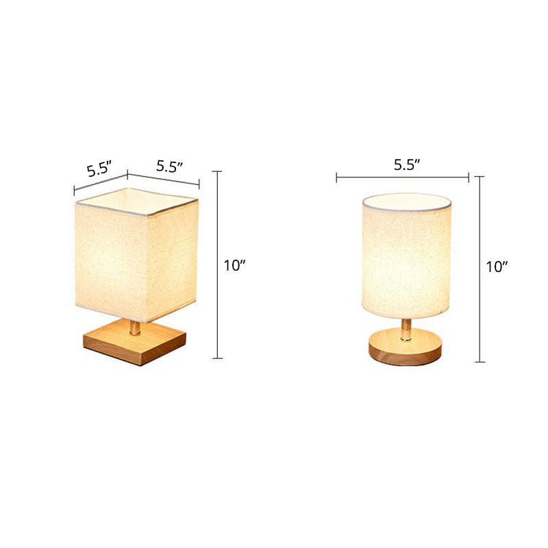 Simple Wooden Desk Lamp with Linen Shade