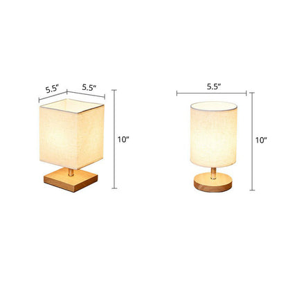 Simple Wooden Desk Lamp with Linen Shade