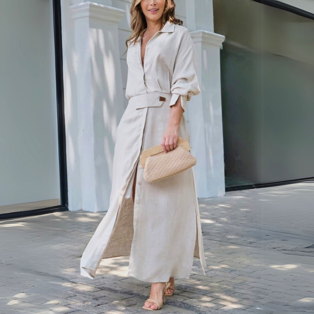 Beautiful V-Neck Maxi Evening Dress - Luxivelle