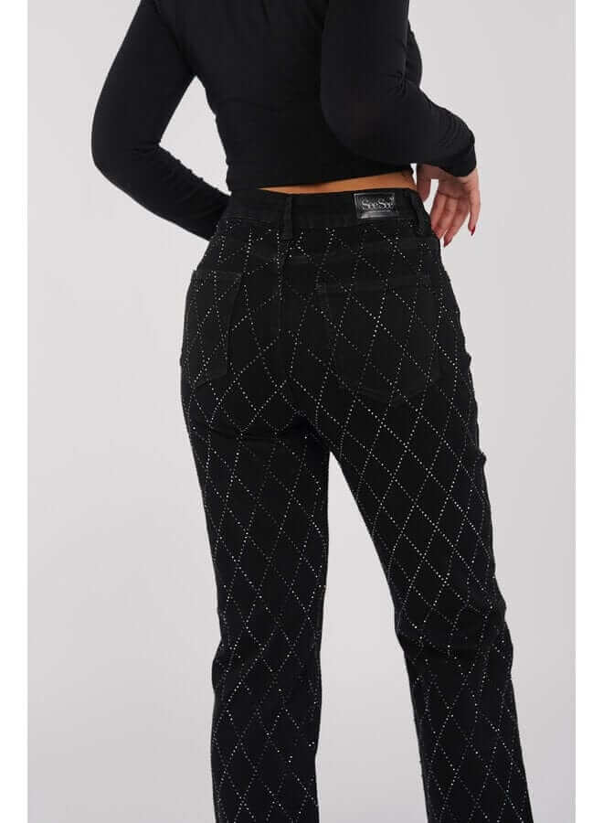 Classic Fit Women's Diamond Pattern Jeans