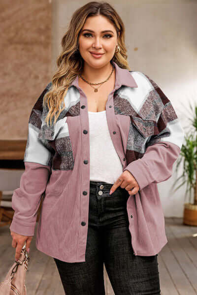 Large Plaid Flannel Shirt Jacket For Women