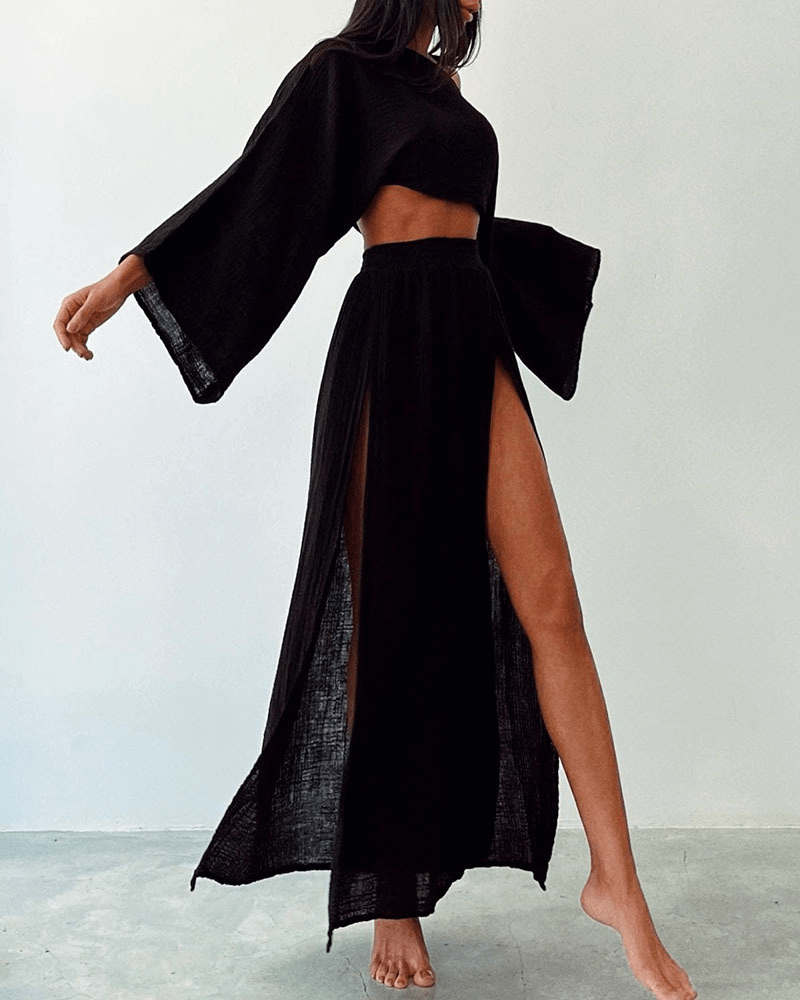 Ladies' Cold Shoulder Tunic and Long Skirt Outfit