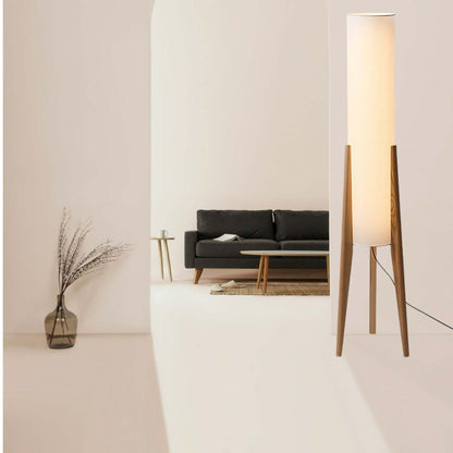 Natural Wooden Table Lamp with Linen Shade