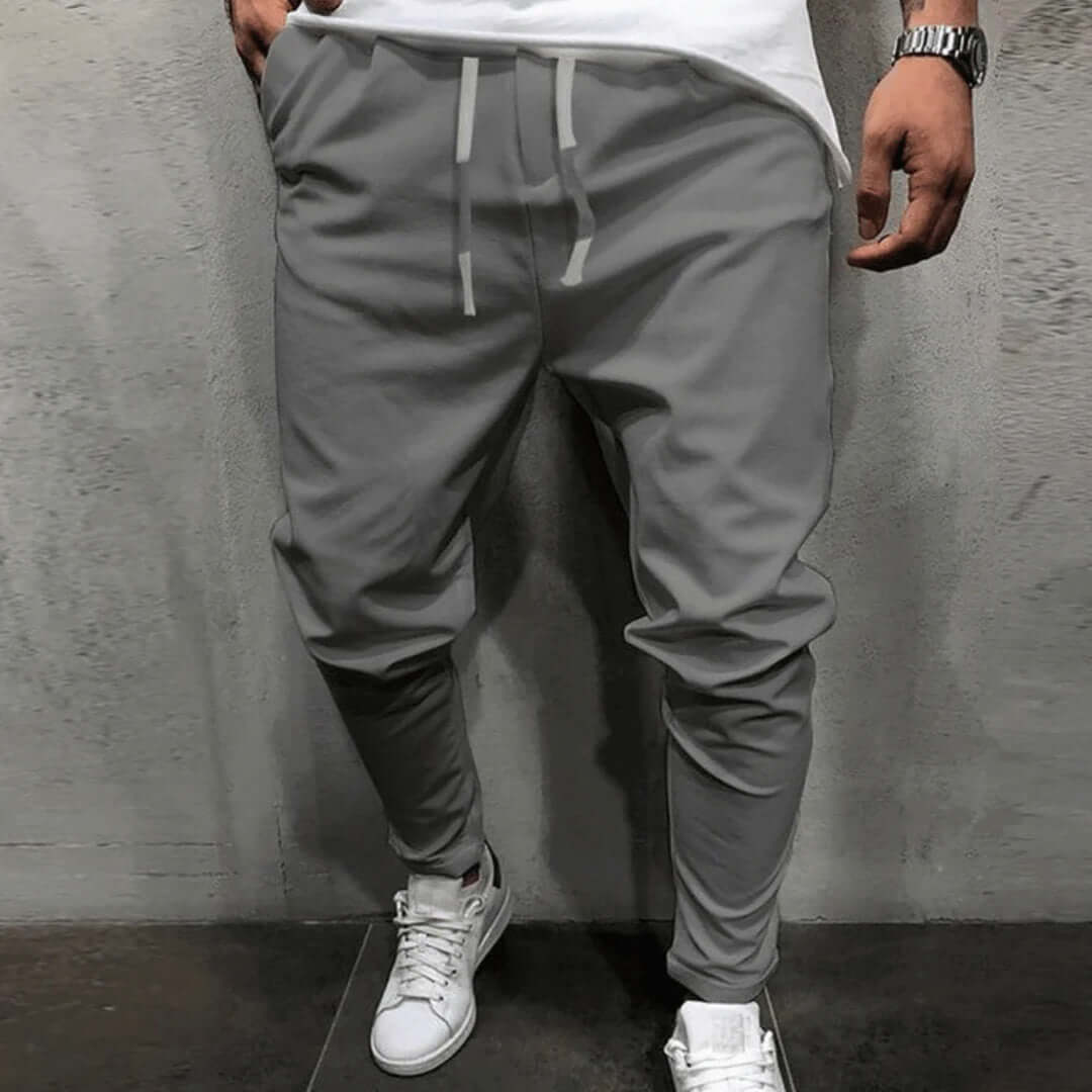 Slim Fit Men's Jogger Pants - Elastic Waistband