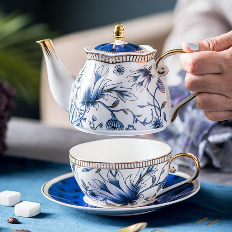 Delicate Blue Flower China Tea Set - Luxivelle