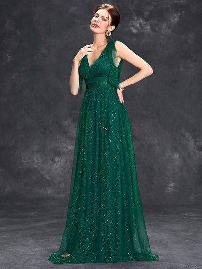Sparkly High Neck Strapless Formal Maxi Dress