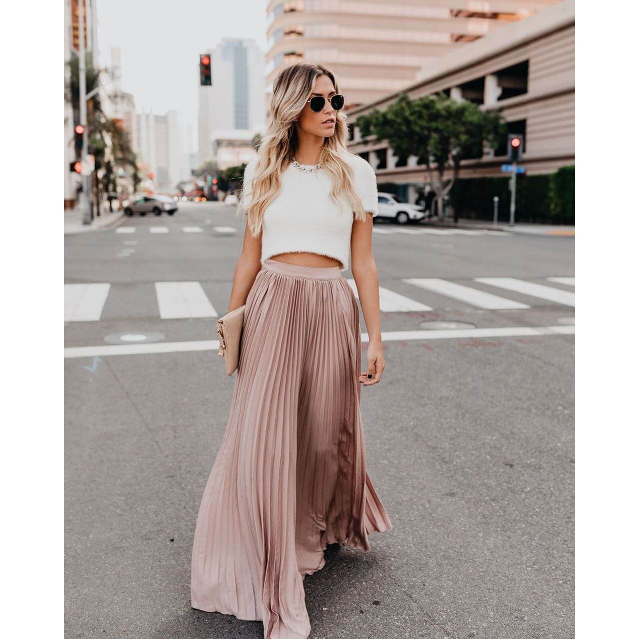 Flowy High Waisted Long Skirt