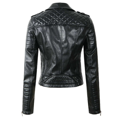 Vintage Style PU Leather Jacket with Padded Detailing