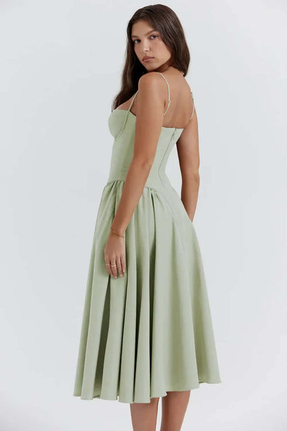 Feminine Strapless Bodycon Mid Length Dress - Luxivelle