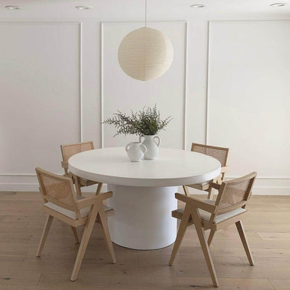 Simple White Cotton Shade Pendant Light with Metal Frame