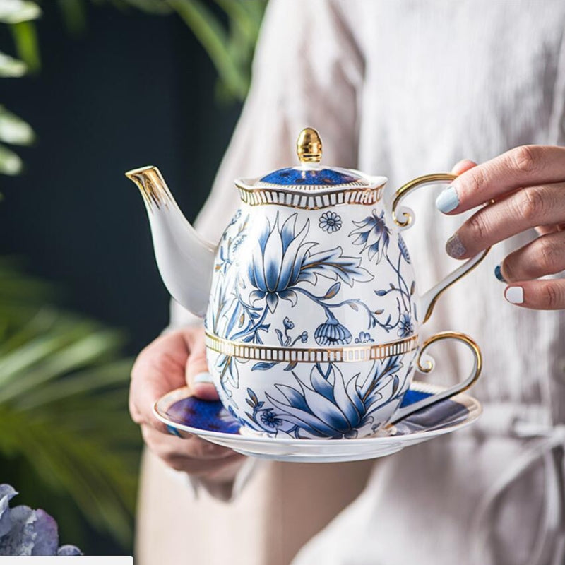 Delicate Blue Flower China Tea Set