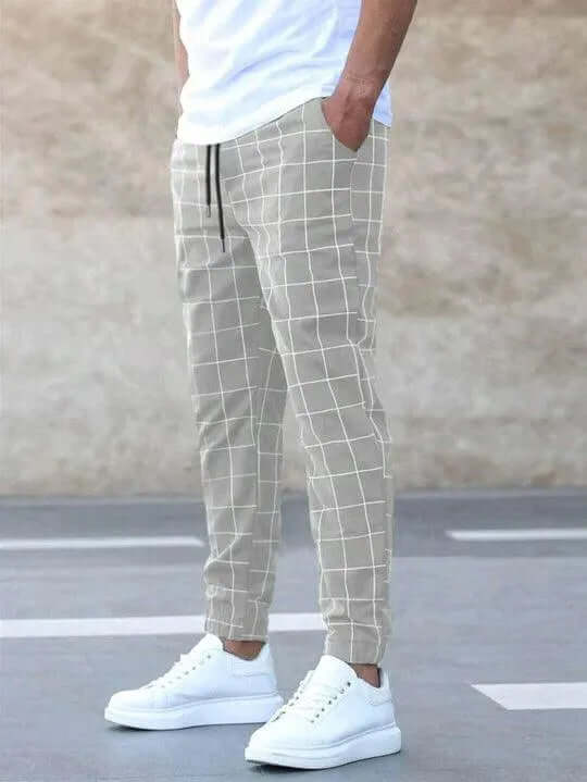 Slim Fit Plaid Running Pants - Luxivelle