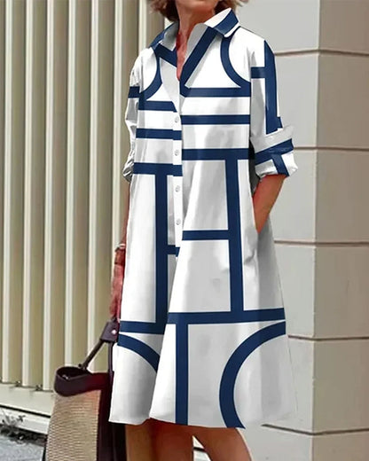 Floral Print A-Line Dress with Pockets for Ladies