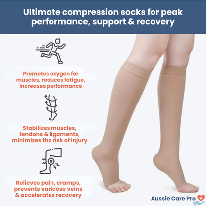 Breathable Open Toe Compression Socks for Improved Circulation
