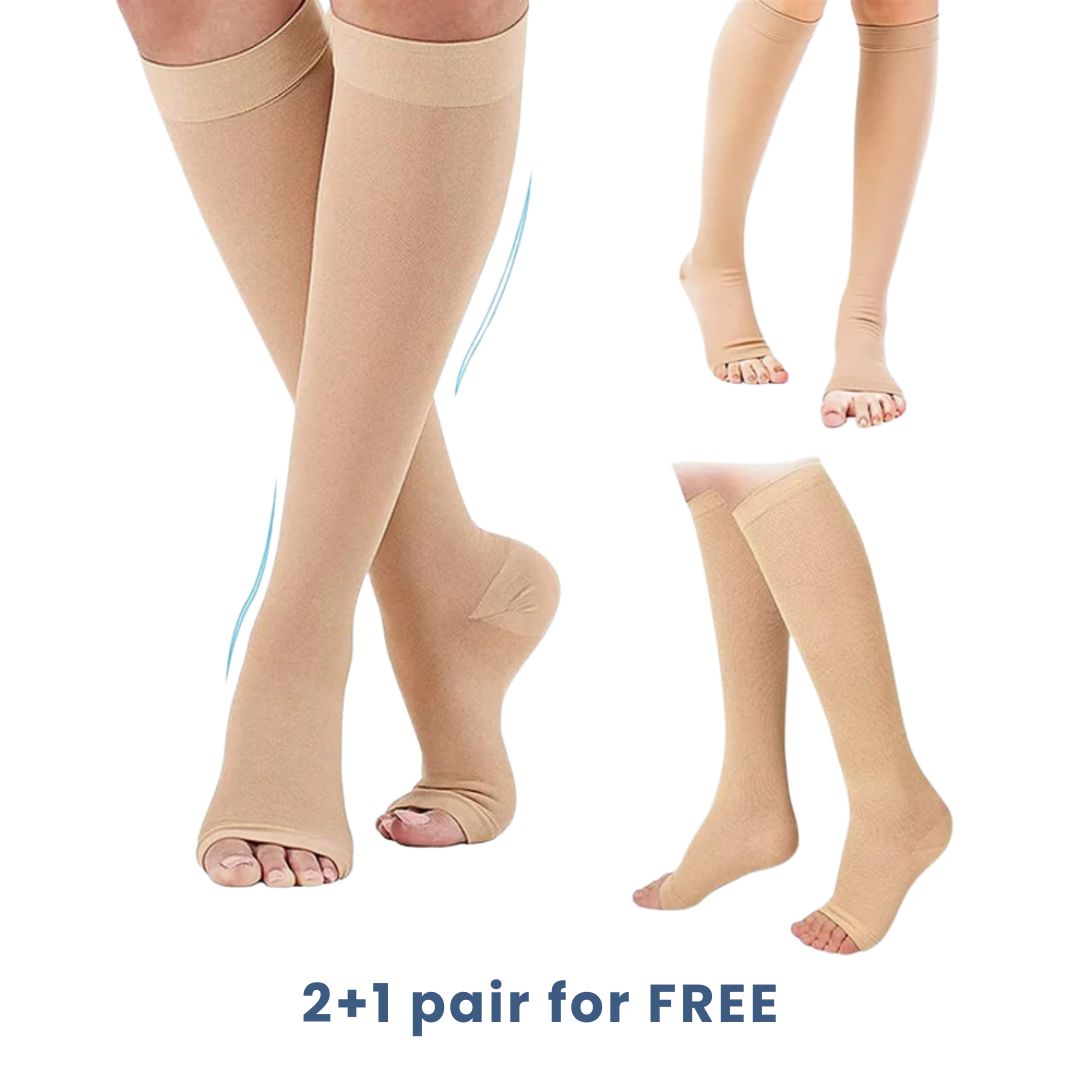 Breathable Open Toe Compression Socks for Improved Circulation