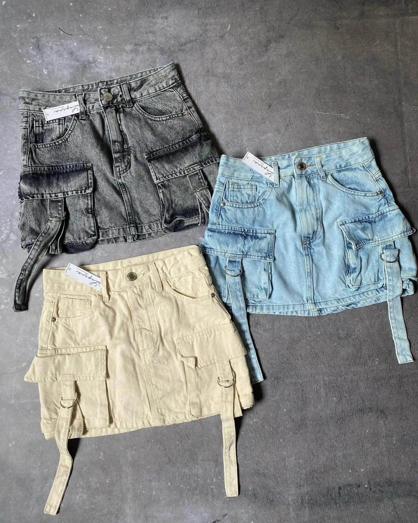 Fashionable High Waist Jean Mini Skirt