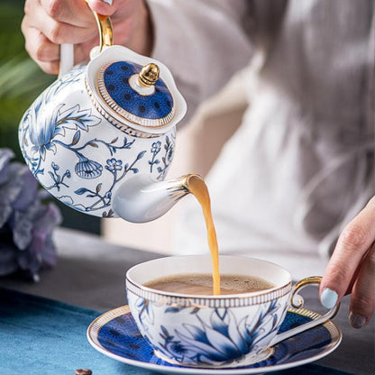 Delicate Blue Flower China Tea Set