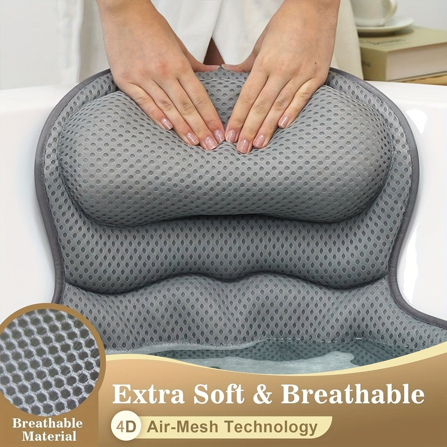 Soft Comfort Bath Pillow with Neck and Back Support