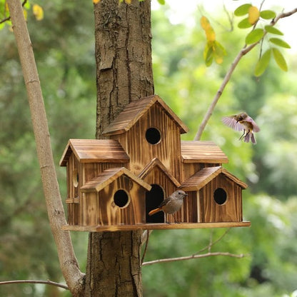Rustic Wooden Bird House for Outdoor Garden Decor