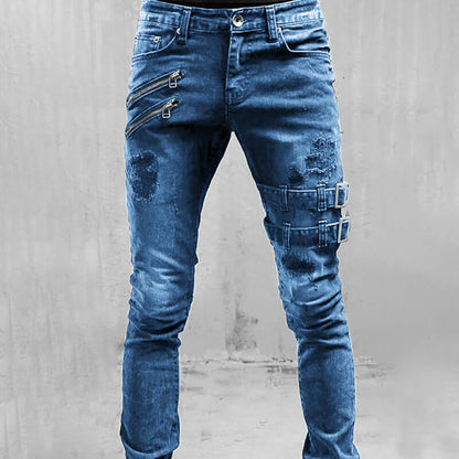 Classic Distressed Button Fly Jeans - Luxivelle