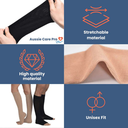 Breathable Open Toe Compression Socks for Improved Circulation