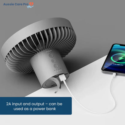 Portable Outdoor Fan with LED Light and USB Charger
