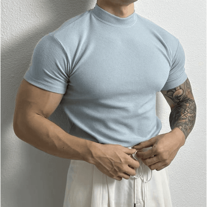 Slim Fit Crew Neck Knit Shirt - Luxivelle